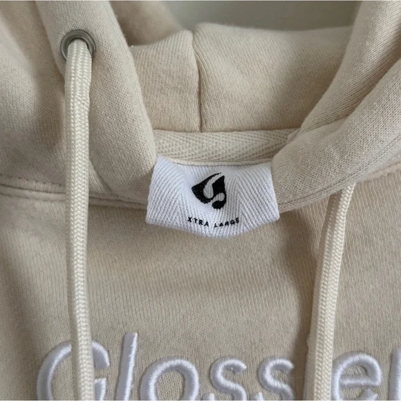 Glossier Limited Edition Hoodie Size XL soft pullover cream neutral oversized - Picture 3 of 7